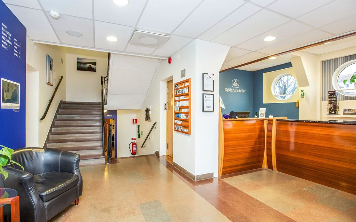 Receptionen på Sjöfartshotellet